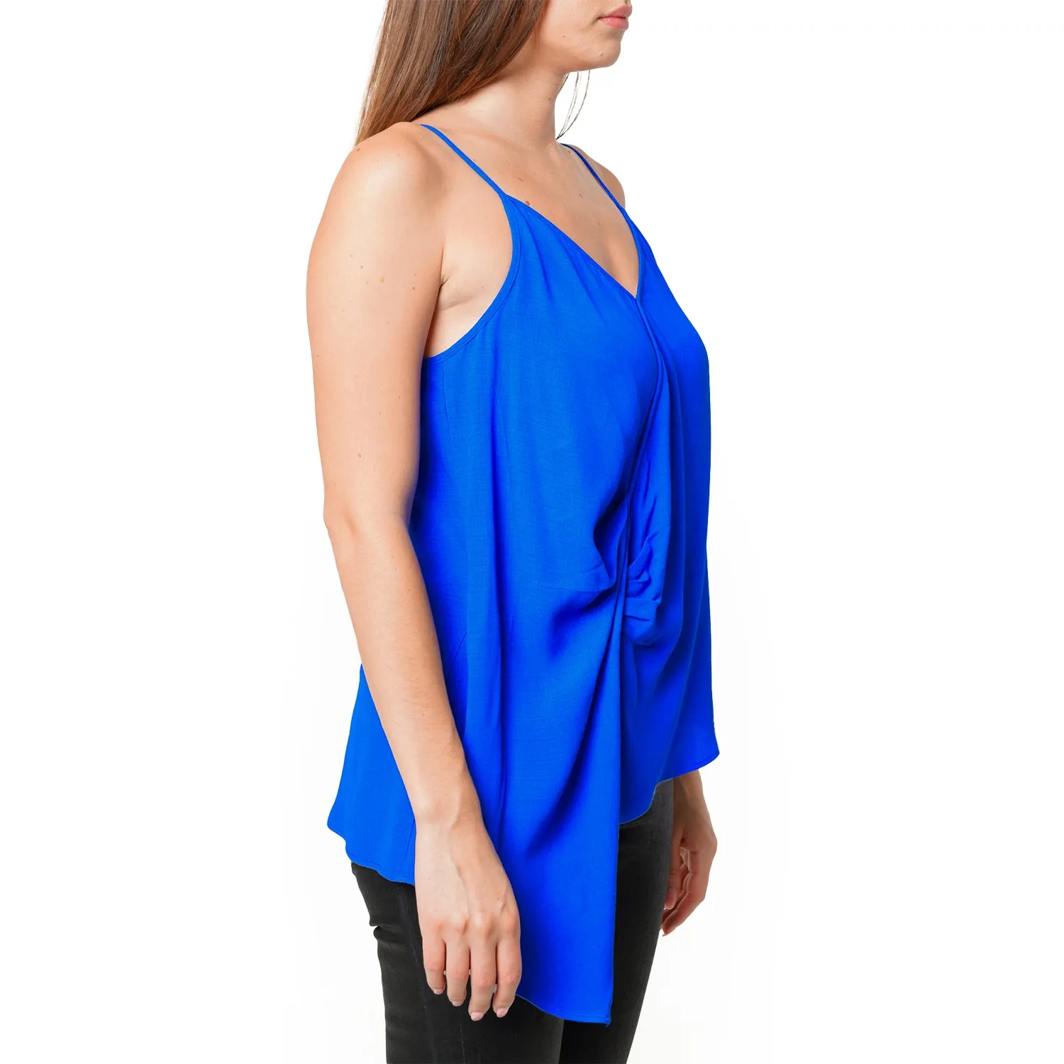Women's Solid Drape Hem Wrapped Cami in Blue
