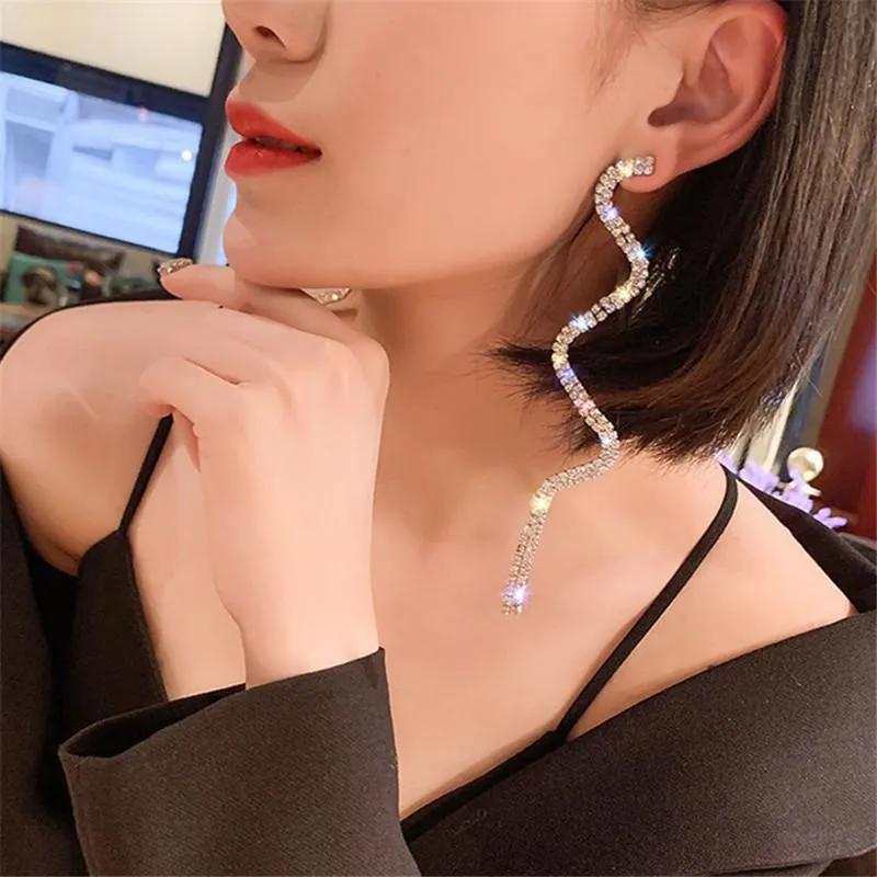 Women's Sparkling Spiral Rhinestone Crystal Earrings