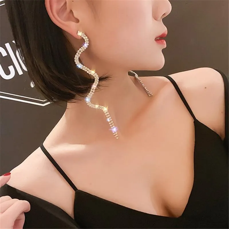 Women's Sparkling Spiral Rhinestone Crystal Earrings