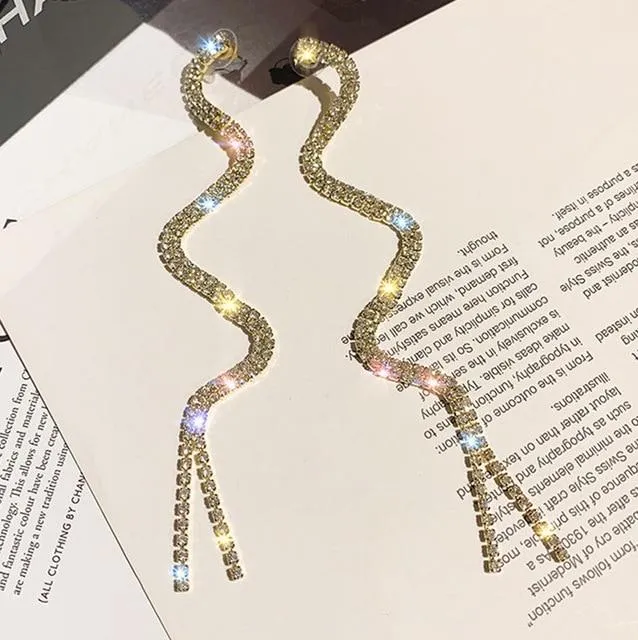 Women's Sparkling Spiral Rhinestone Crystal Earrings