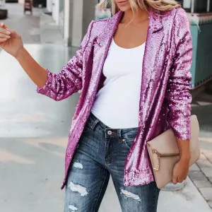 Women's Sparkly Glittered Blazer Coat | Party
