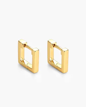 Women's Square Huggie Earrings - Gold