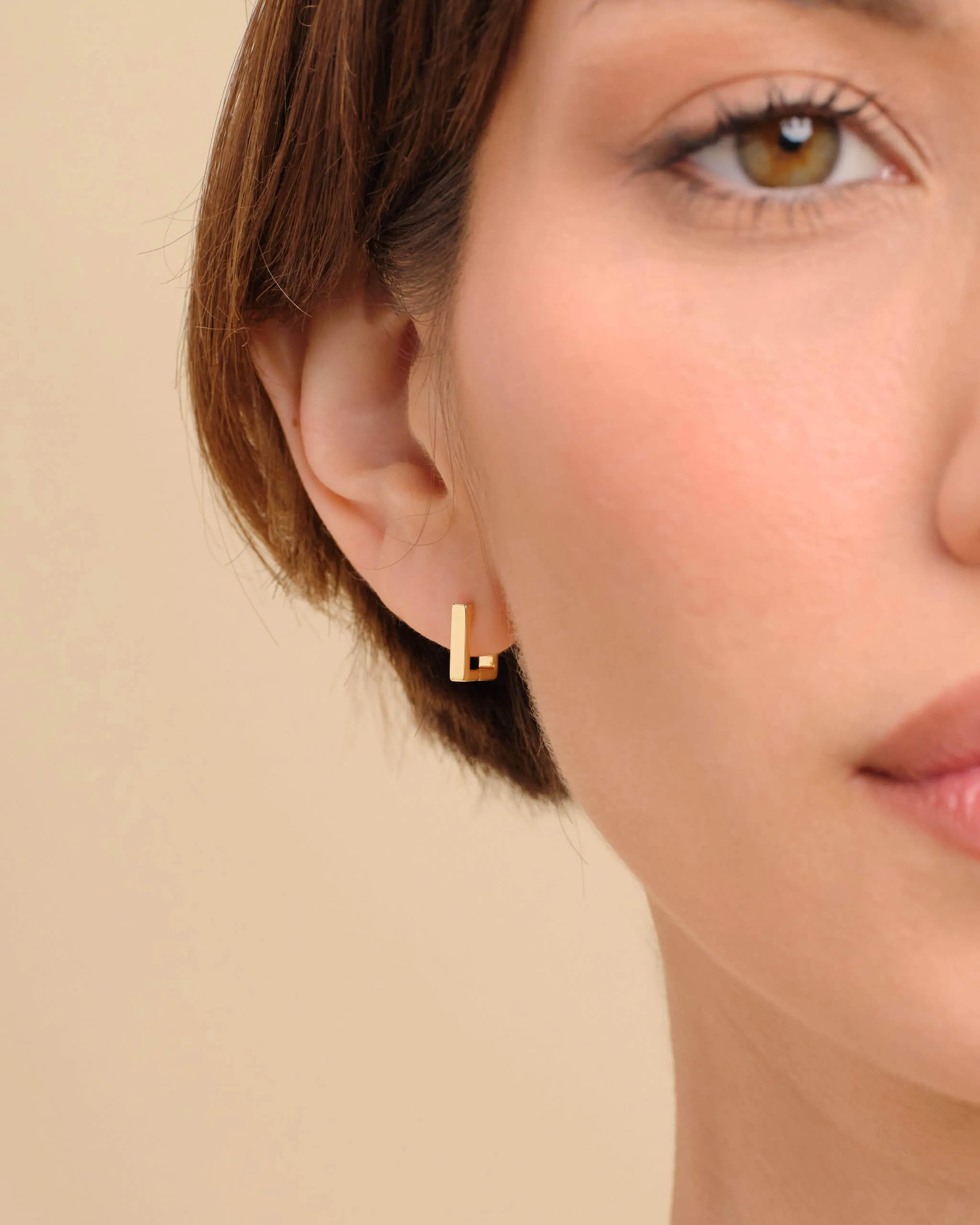 Women's Square Huggie Earrings - Gold