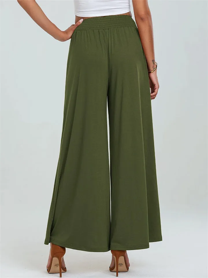 Women's Stylish Elastic Waist Casual Pants with Pockets