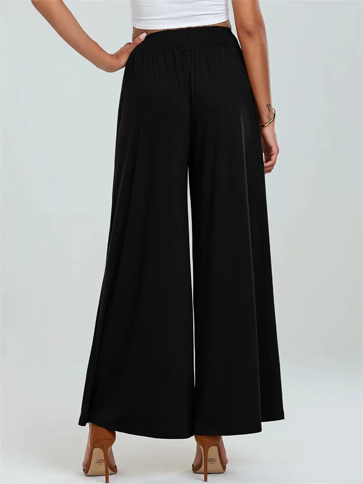 Women's Stylish Elastic Waist Casual Pants with Pockets