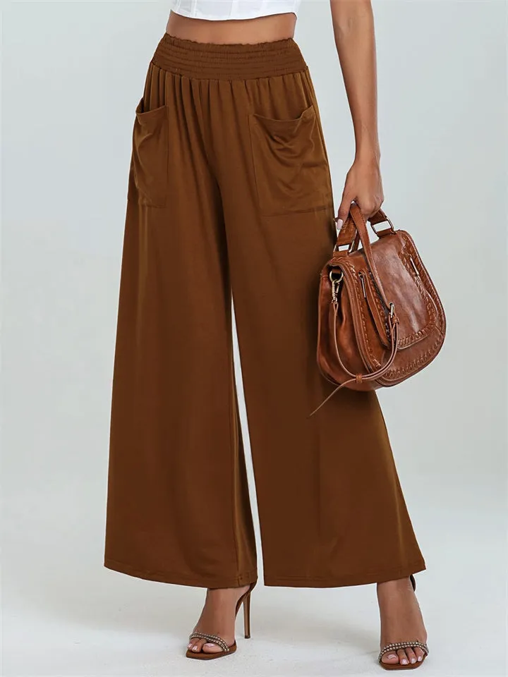 Women's Stylish Elastic Waist Casual Pants with Pockets