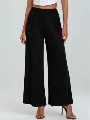 Women's Stylish Elastic Waist Casual Pants with Pockets