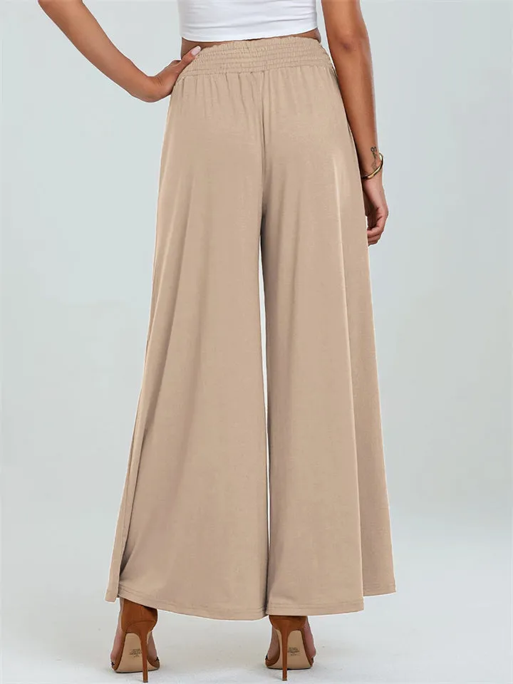 Women's Stylish Elastic Waist Casual Pants with Pockets