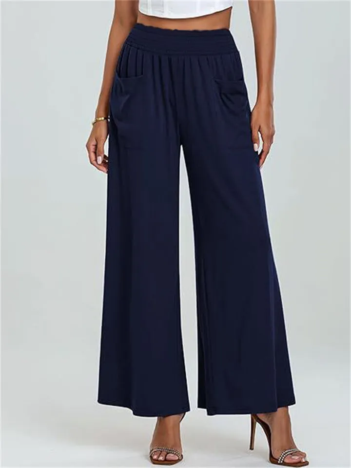 Women's Stylish Elastic Waist Casual Pants with Pockets
