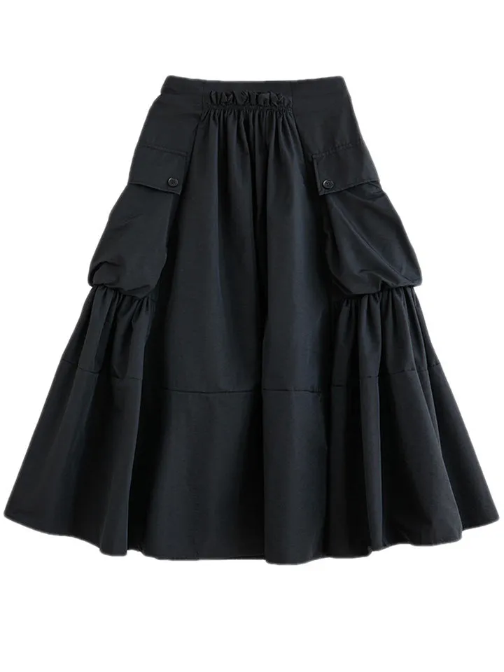 Women's Stylish High Rise Large Pocket Pleated Skirt