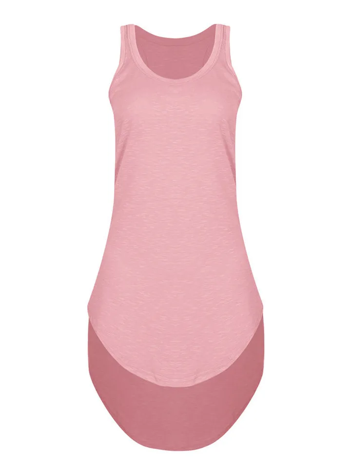 Women's Summer Sports U Neck Irregular Hem Tank Dress