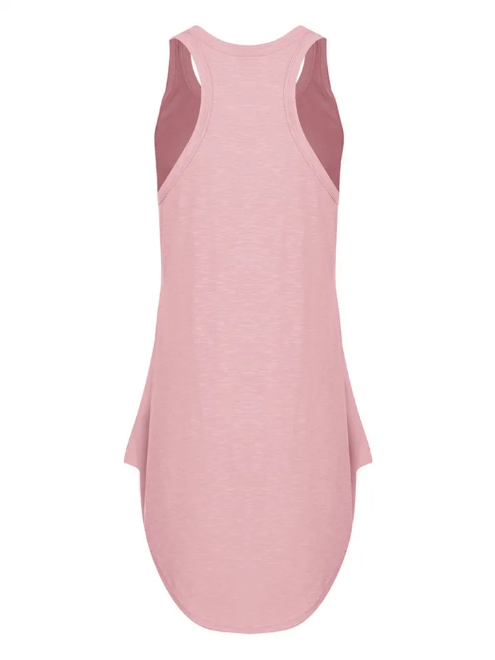 Women's Summer Sports U Neck Irregular Hem Tank Dress