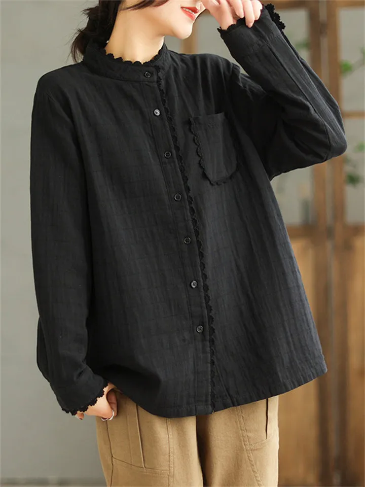 Women's Temperament Sweet Solid Color Shirts