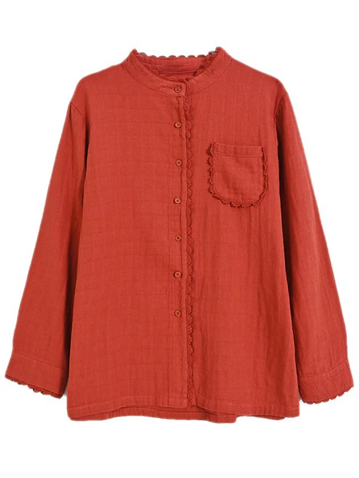 Women's Temperament Sweet Solid Color Shirts