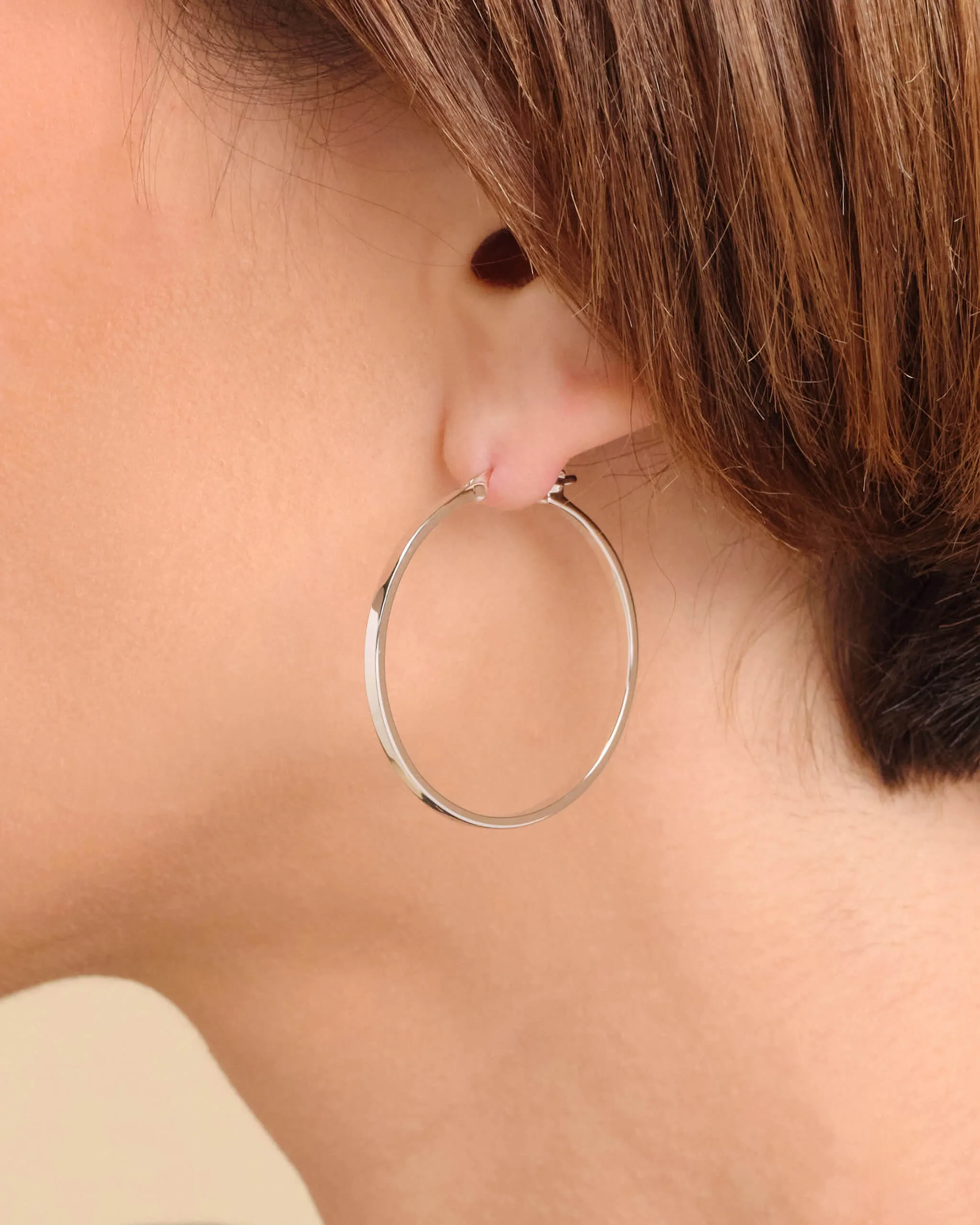 Women's Thin Large Hoop Earrings - Silver