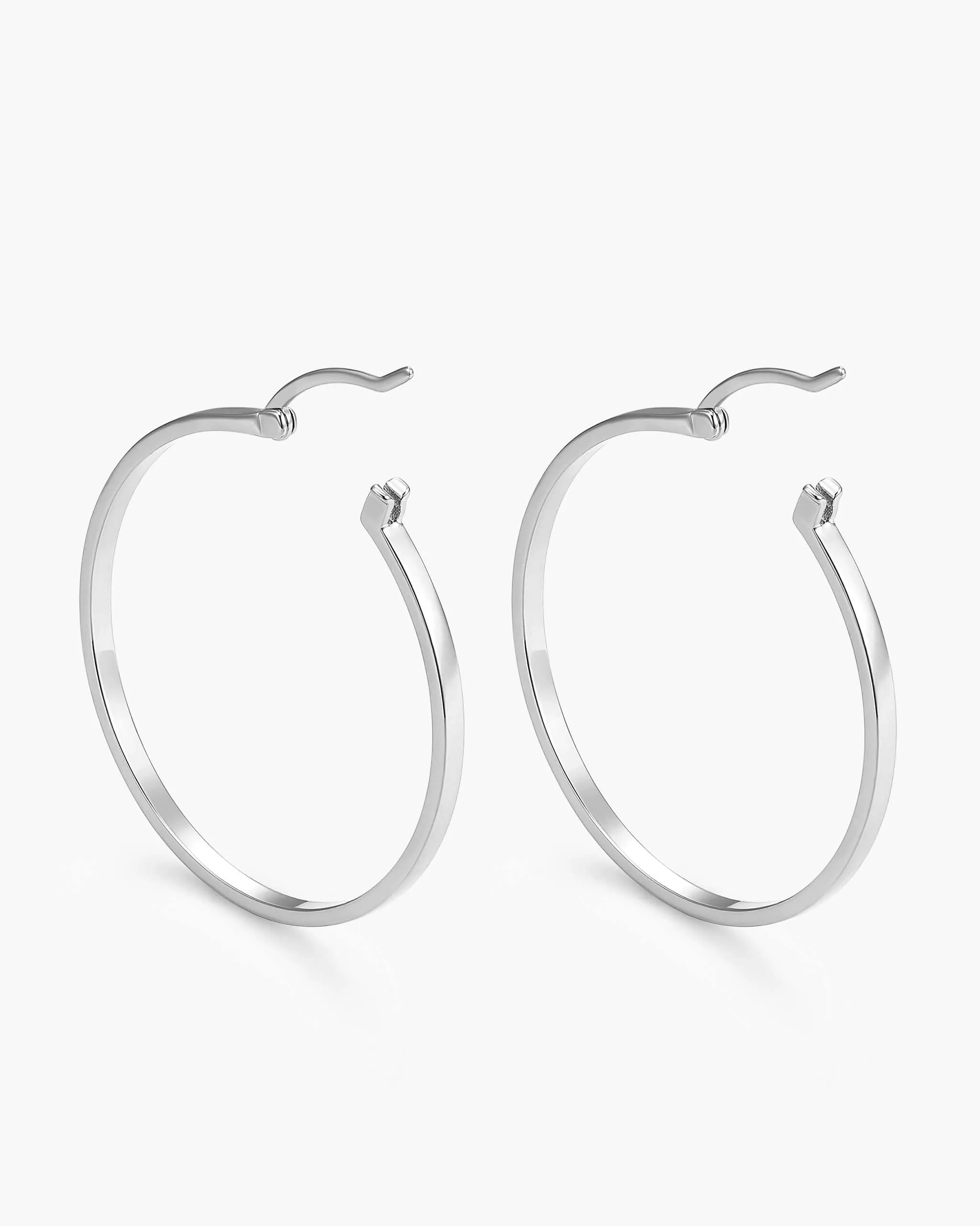 Women's Thin Large Hoop Earrings - Silver