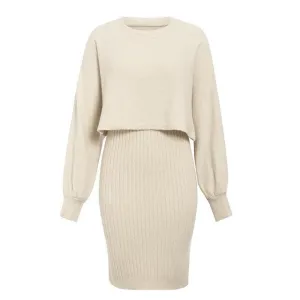 Women's Two Piece Knitted Pullover Sweater Dress Set