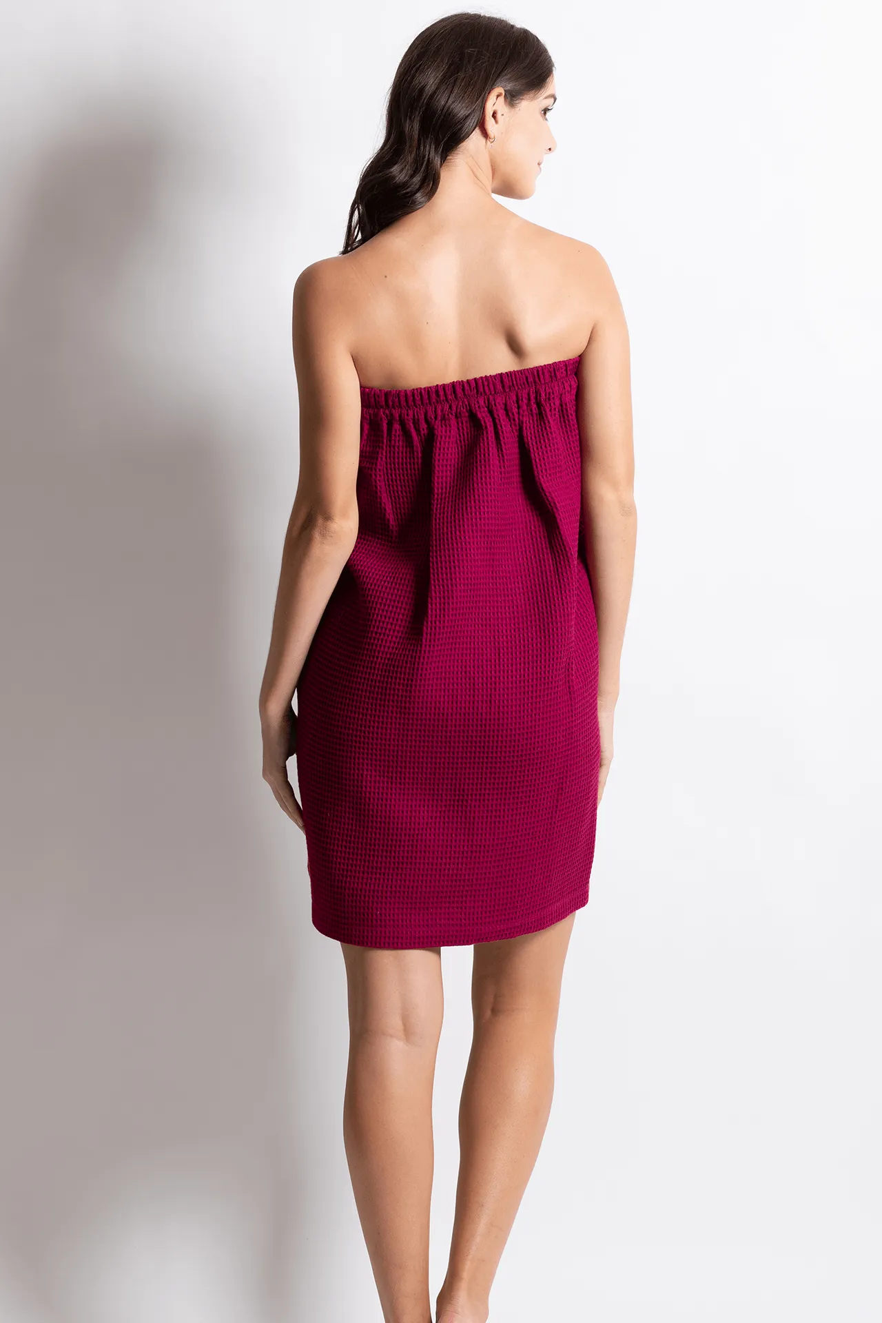 Women's Waffle Body Wrap, Lightweight Cotton Turkish & Comfortable, (Wine Red)