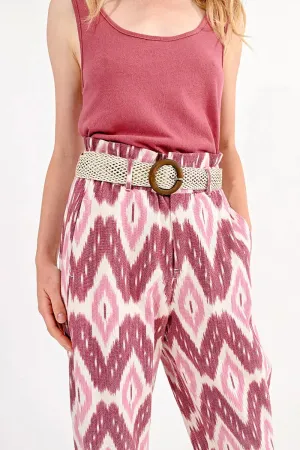 Woven Belt with Round Buckle - Offwhite