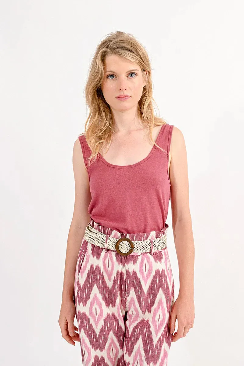 Woven Belt with Round Buckle - Offwhite