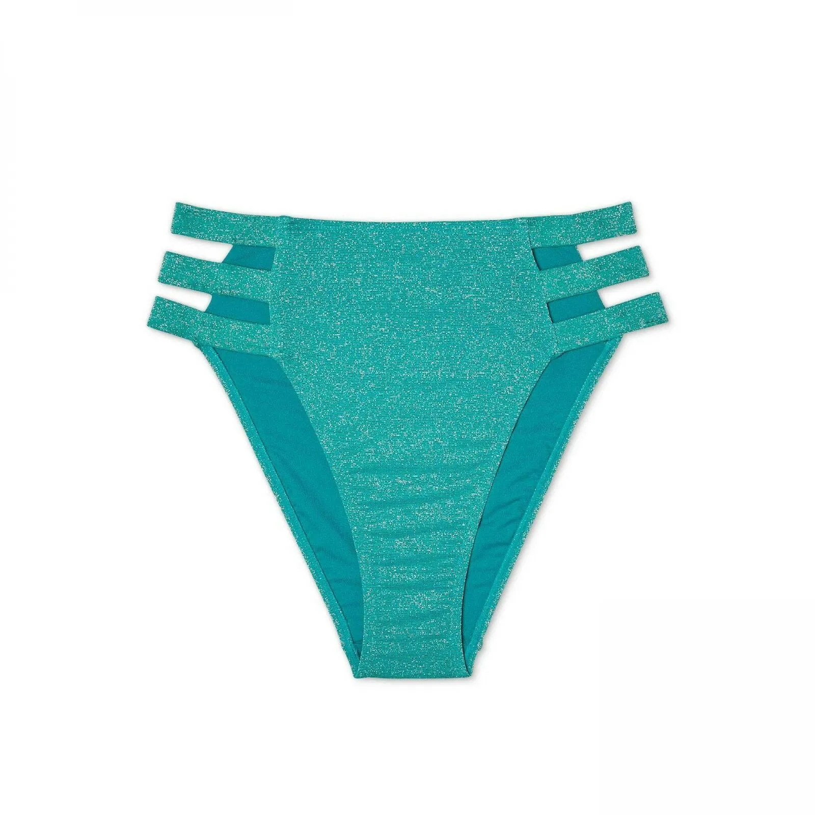 Xhilaration Women's Metallic Strappy High Leg High Waist Bikini Bottom