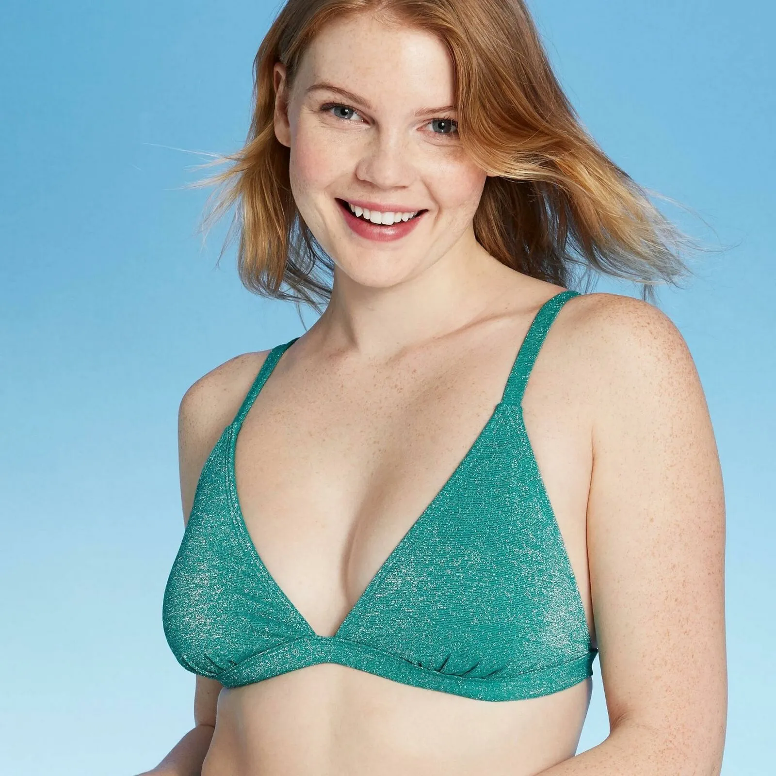 Xhilaration Women's Shine Triangle Bikini Swim Top