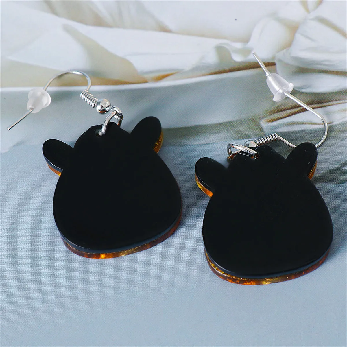 Yellow & Red Glitter Reindeer Face Drop Earrings