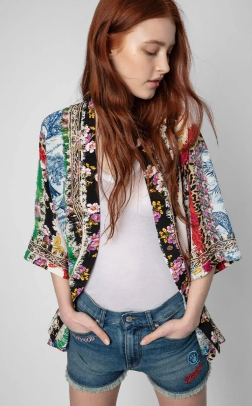 Zadig & Voltaire Mixed Print Silk Tong Jacket