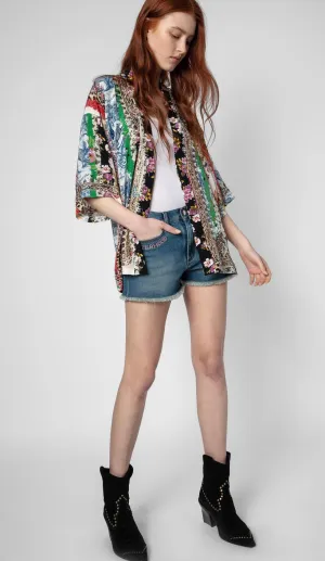 Zadig & Voltaire Mixed Print Silk Tong Jacket