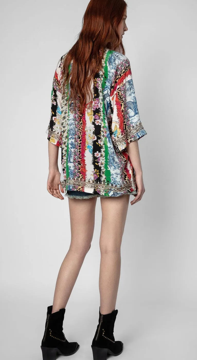 Zadig & Voltaire Mixed Print Silk Tong Jacket